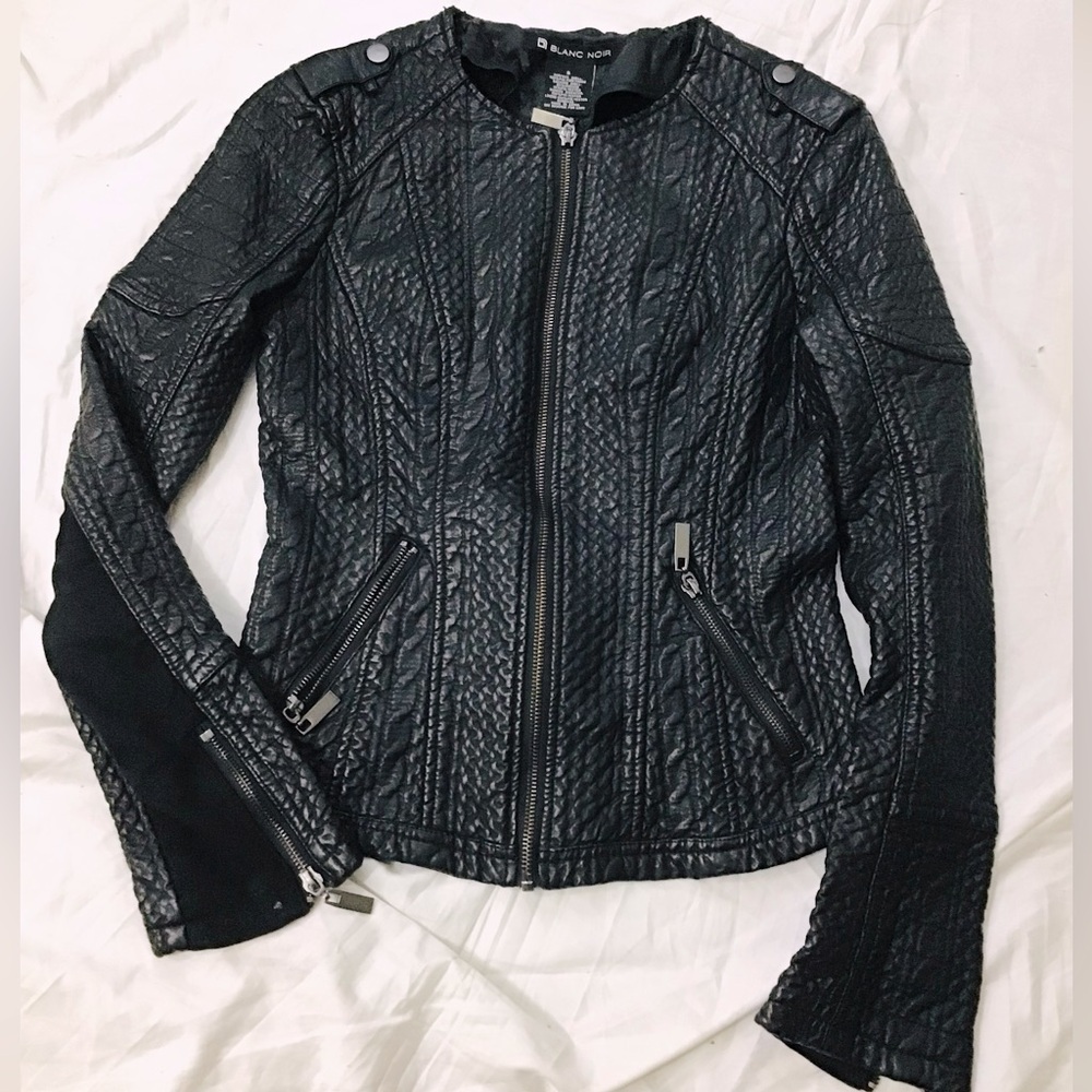 Blanc Noir Quilted Moto Jacket
